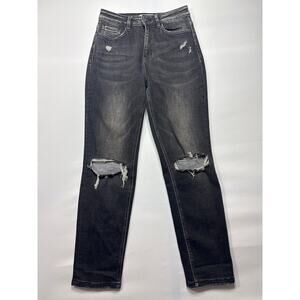 Vervet Women's Distressed Straight Leg Gray Denim Jeans - Size 26 (26x28)